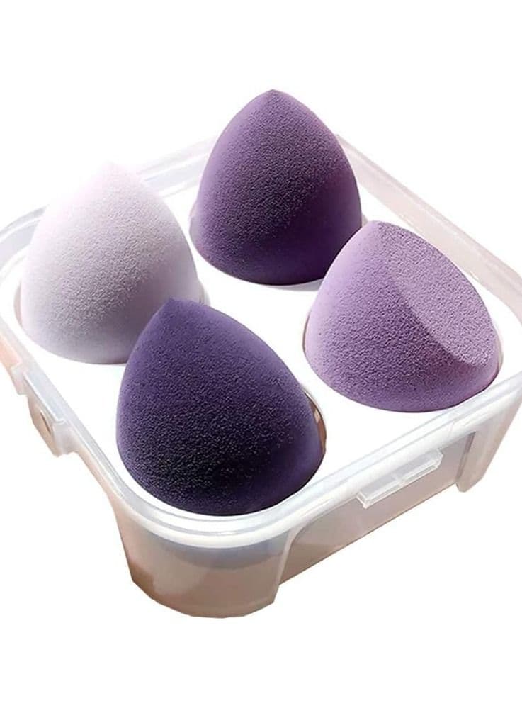 ORiTi Makeup Sponge Set 4pcs Blender Multi-colored Beauty Foundation Blending Sponge for Liquid, Cream, and Powder Dry & Wet Use Makeup Sponge Egg (Purple)