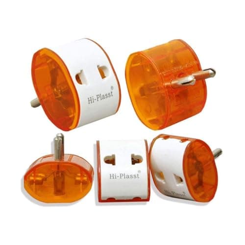 Hi-Plasst (Pack of 2) 2-Pin Universal Travel Adapter & Multiplug Converter (USA/UK/Japan/China to India Type D) 6A, Compact Design for Diwali Lights, Mobile Chargers, Laptops & Electronics