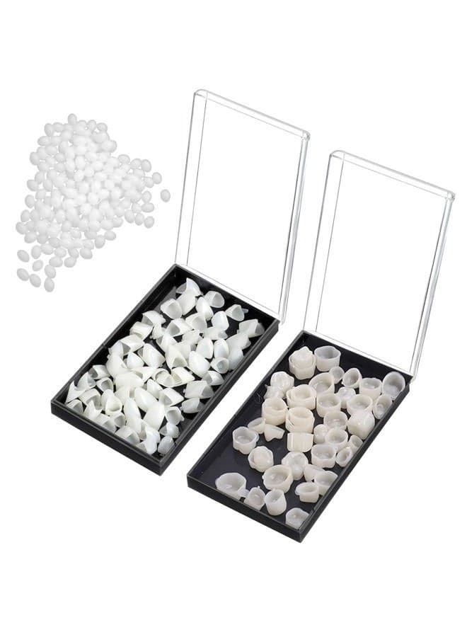 120 Pieces Dental Temporary Tooth Cap Crown Veneers Front Back Anterior and Molar Posterior Teeth with Tooth Repair Thermal Beads Cap Filler for Missing Broken Teeth