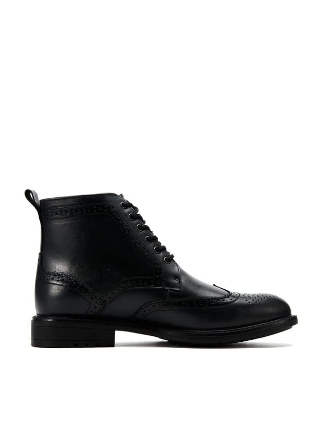 Arkbird Mens Dress Boots, Genuine Leather Captain Ankle Boots Lace-Up Wingtip