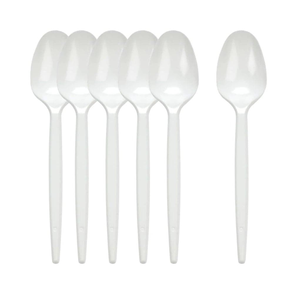 Hotpack Plastic Tea Spoon Disposable White Spoons- 50pcs