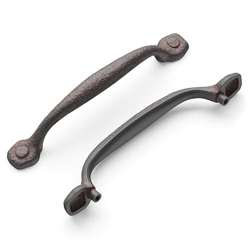 Hickory Hardware 10 Pack Solid Core Kitchen Cabinet Pulls, Luxury Cabinet Handles, Hardware for Doors & Dresser Drawers, 5-1/16 Inch (128mm) Hole Center, Rustic Iron, Refined Rustic Collection