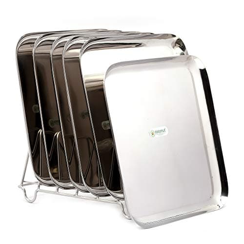 coconut Stainless Steel - Square Multipurpose Quarter Plates for Serving Snacks and Desserts | Ideal for Serving Breakfast | Quarter Side Plates | Set of 6 | 10 Inch