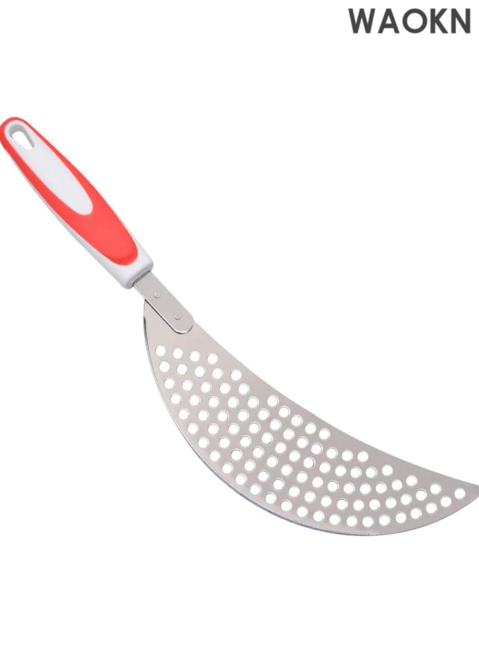 1PC Stainless Steel Spaghetti Strainer with Ergonomic Plastic Handle - Practical Pasta and Rice Draining Tool for Kitchen - Fits Most Pots and Pans - Easy to Use, Dishwasher Safe, Durable Kitchen Essential (Orange)