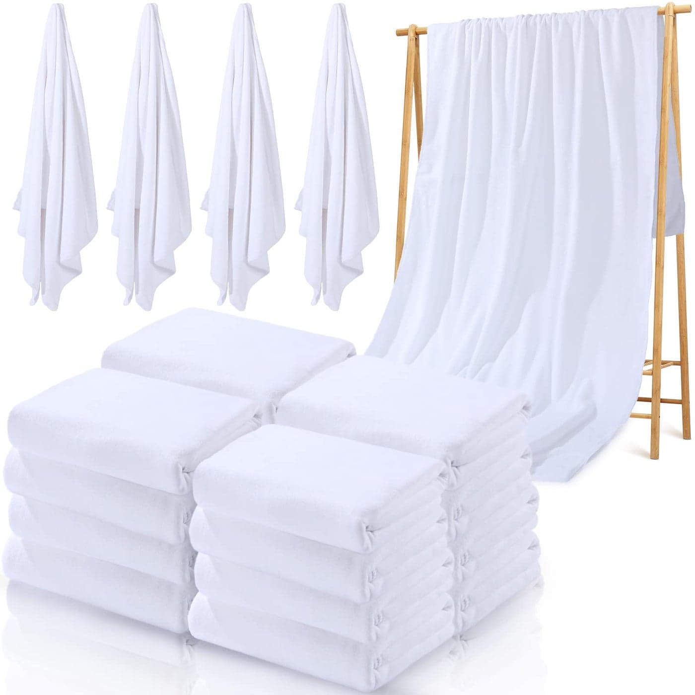 Macarrie 16 Pcs White Sublimation Beach Towel Bulk 400 GSM Thick Polyester Bath Towel Absorbent Large Blank for Sublimation Gifts DIY Bathroom Home Bath Beach Pool Yoga 60 x 27 Inch