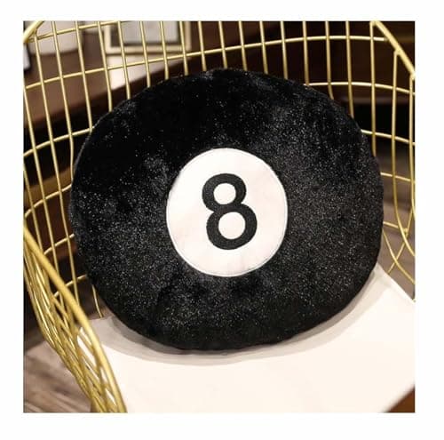 Cyprinus Carpio Emulation Black Billiards 8 Ball Stuffed Pillow, Soft Round Sleeping Cushion for Home Bed Sofa Couch Decor (1, 14 * 14 Inch)