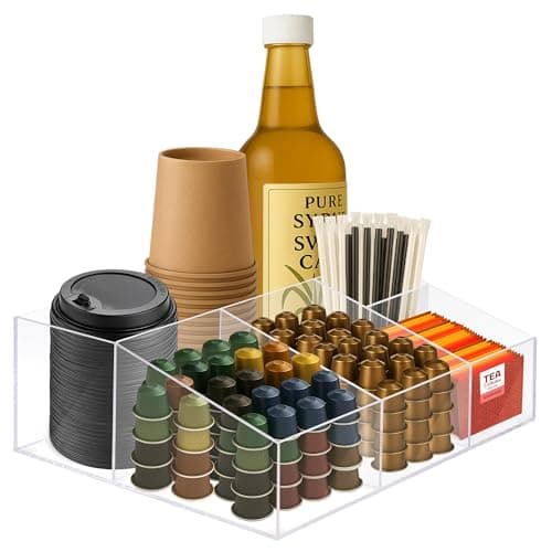 ADDFIT HOUSE Acrylic Coffee Bar Station – Snack Tea Organizer & Storage Holder for Office Coffee Table – Perfect Countertop Setup for Syrup, Creamer, Condiment and Snack Accessories