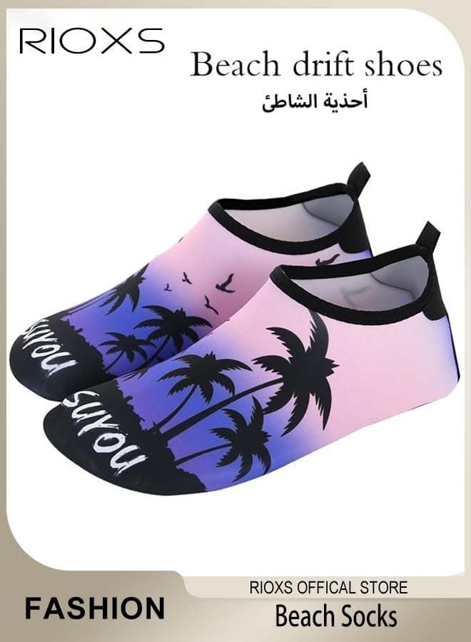 Women's Flat Comfort Shoes, Non Slip Barefoot Aqua Socks, Ladies Quick Drying Barefoot Shoes, Slip-on Swim Beach Shoes for Snorkeling/ Surfing/ Kayaking, Barefoot Yoga Exercise Sports Socks Shoes for Women, Breathable Slip-ons Socks Footwear