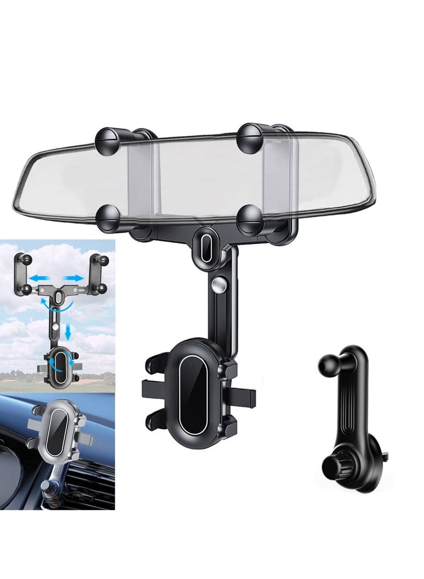 2023 Rearview Mirror Phone Mount for Car Big Rear Mirrors Friendly Rear View Mirror Phone Holder Universal Multifunctional Adjustable Car Phone Holder Mount Fit All Mobiles Cars