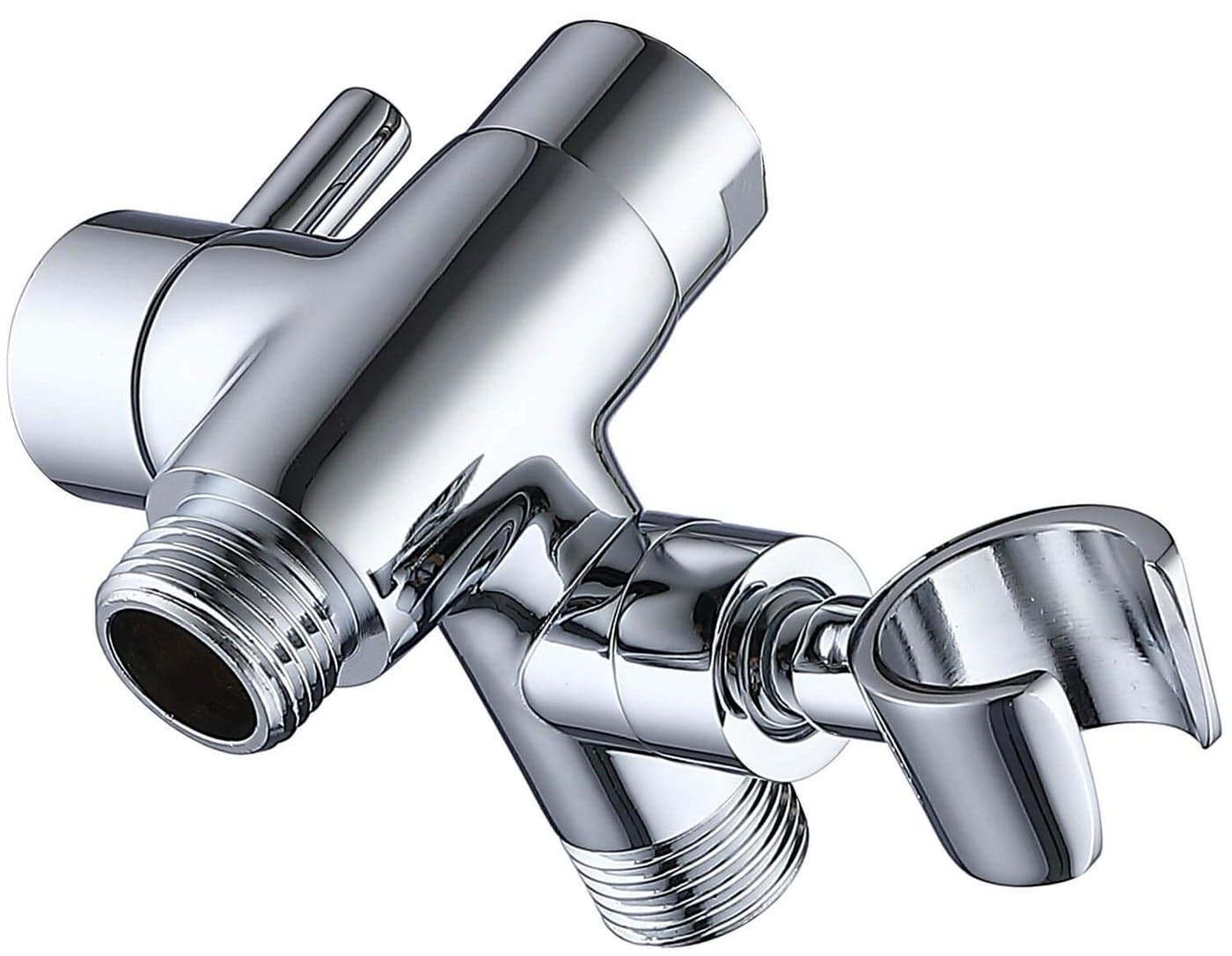 GPromise Solid Metal Shower Arm Diverter with Holder for Hand Held Showerhead and Fixed Spray Head G 12 3Way Bathroom Universal Diverter System Replacement Part Polished Chrome
