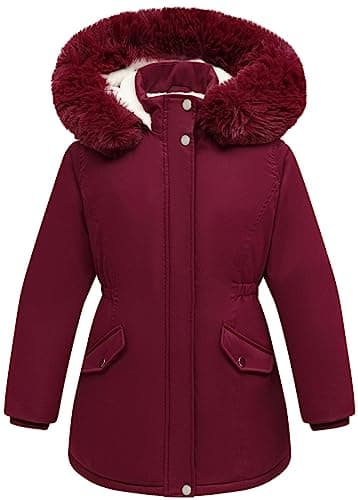 CICVSOC Girl's Long Coat Waterproof Winter Kids Outerwear Warm Parka Puffer Jacket with Hood