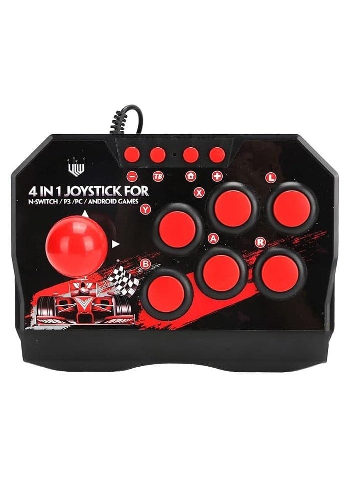 joystick Machine for Switch/PC/PS3, Fight Stick with USB Port Wired Joystick Games Accessories Spherical Metal Joystick And 6 Round Control Buttons