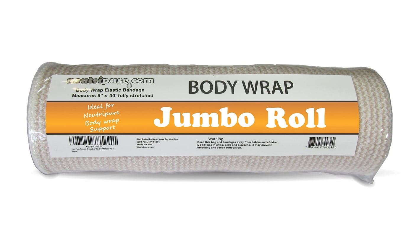 Neutripure Elastic Stretch Body Wrap Bandage with Velco 8 Inch Wide Jumbo Roll for Stomach