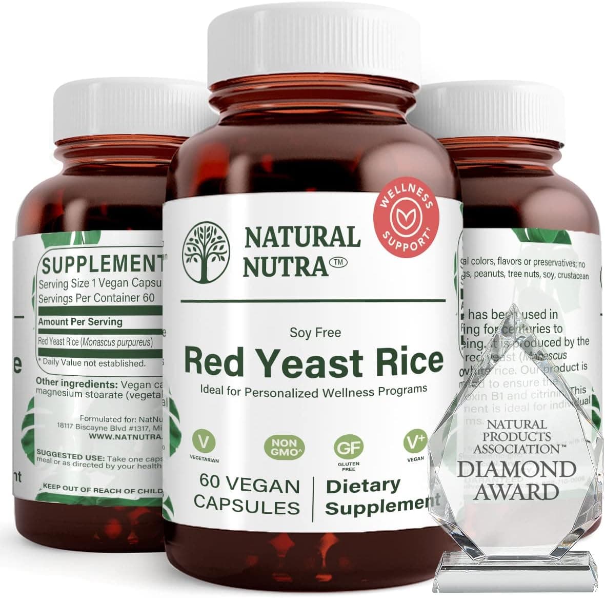 Natural Nutra Red Yeast Rice Extract Cardiovascular Support Helps Enhance Immunity Improve Digestion Improve Body Fluid Flow Improve Heart Health Gluten Free Supplements 600 mg 60 Capsules