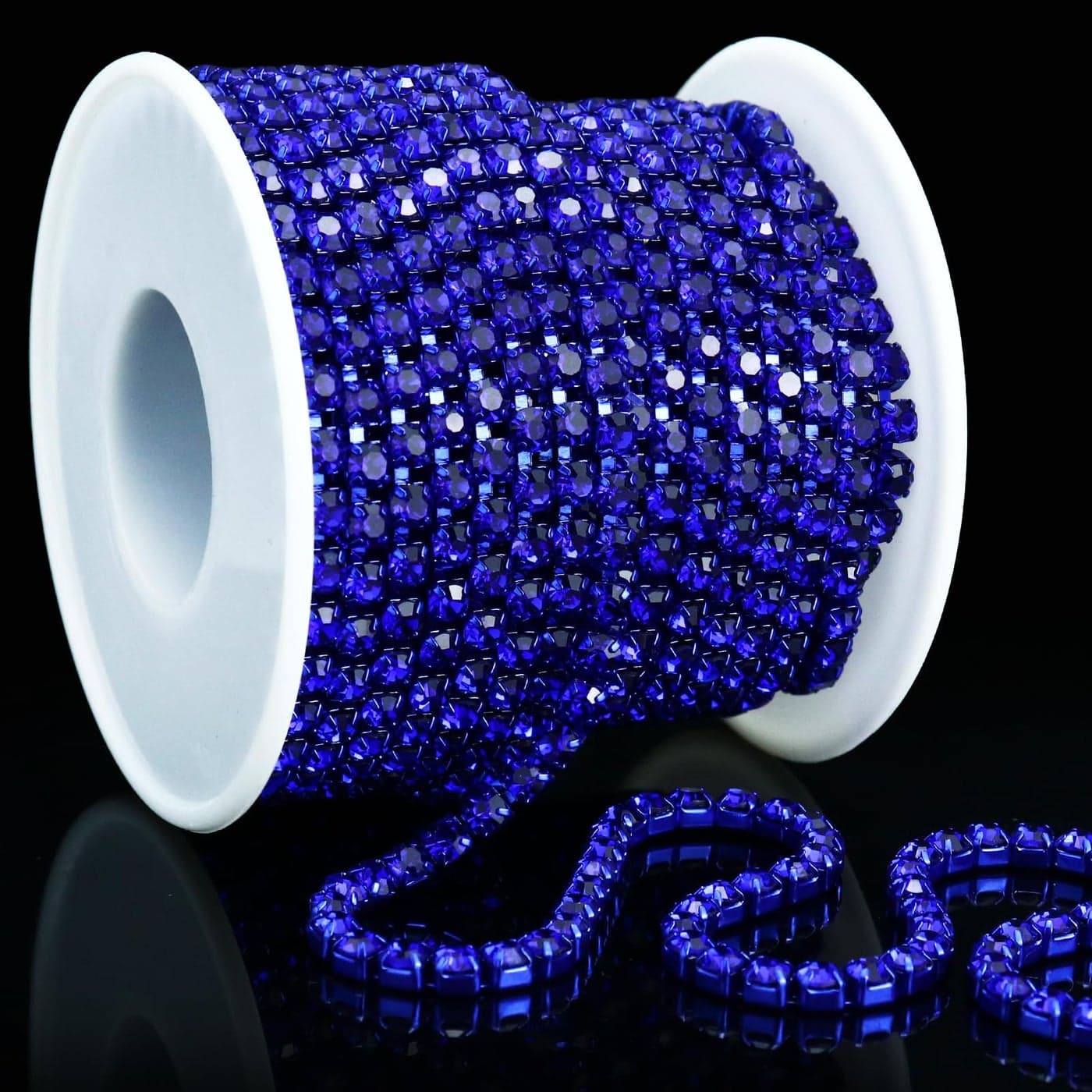 Towenm 1 Roll 10 Yards 4MM Rhinestone Chain SS16 Crystal Close Trim for Jewelry DIY Rhinestone Cup Chain BlueSapphire SS16 4mm
