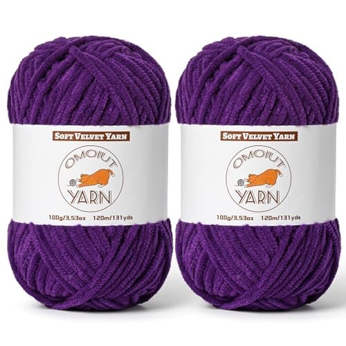 2 Pack Dark Purple Fluffy Velvet Yarn for Crocheting Chunky Chenille Baby Blanket Yarn for Crochet Soft Fuzzy Puzzle Yarn for Knitting 100g353oz Each Bulky Thick Amigurumi Crochet Yarns