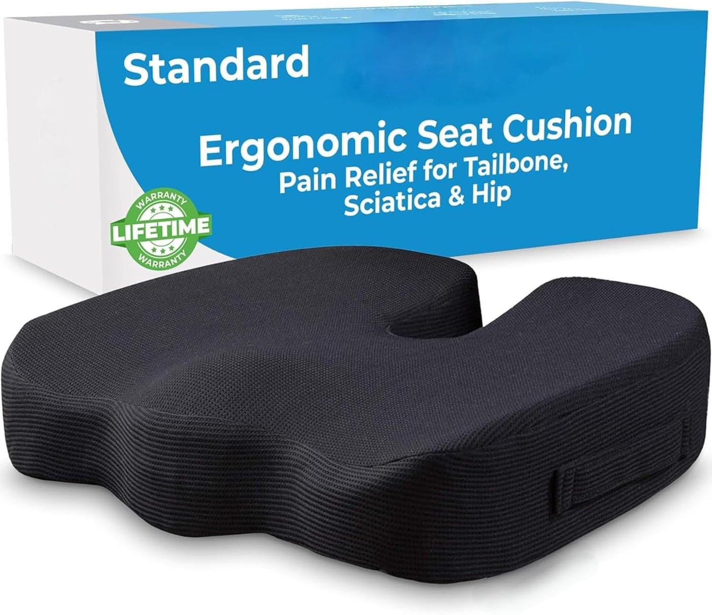 YGM Acoustic Foams GelEnhanced Coccyx Seat Cushion NonSlip Memory Foam Cushion for Tailbone Sciatica and Back Pain Relief Perfect for Office Chairs Car Seats and Driving Matte Black