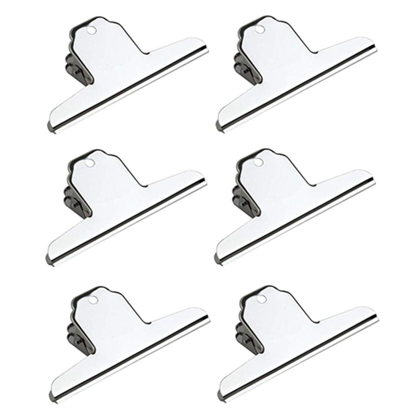 XMHF 6inch Large Bulldog Clip Silver Stainless Steel File Money Binder Clips ClampsMetal Food Bag Paper Clips for Home Office School Paper Supplies 6Pack