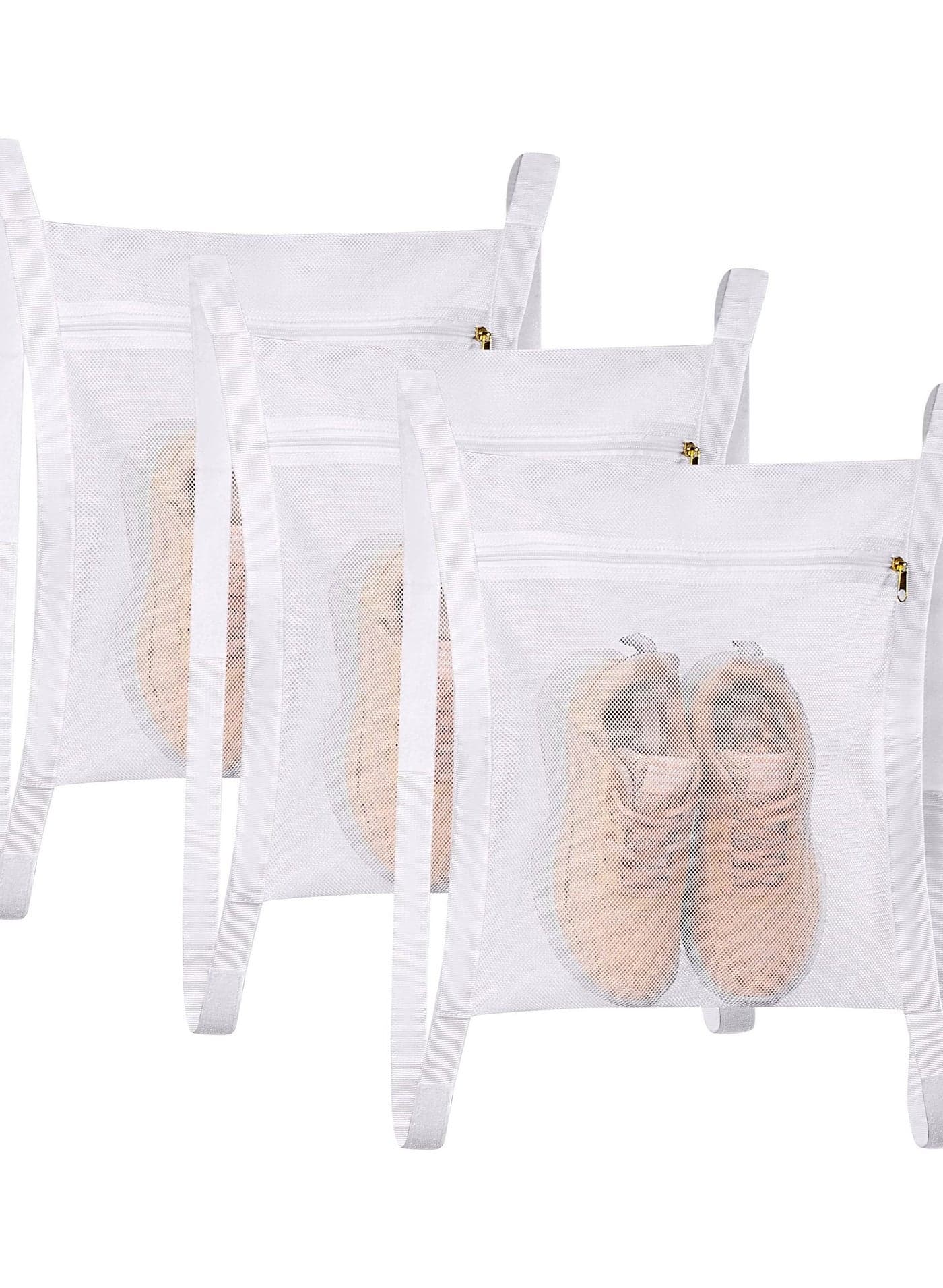 Sneaker Wash & Dry Net Bag for Dryer, 15.7x13.8 Inch Large HoneyComber Mesh Bags with Zipper and Strap Shoes, Clothing, Laundry Reused Tool (Large) 3 Pcs, Dryer
