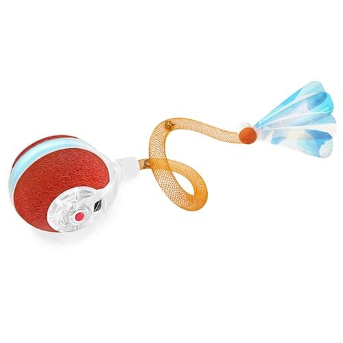 Jkanti Interactive Cat Toys for Indoor CatsThe 3rd Generation Agile Moving Cat Ball with Elastic Mesh TailAutomatic Kitten Toys for Bored Indoor CatsMotion Activated Orange