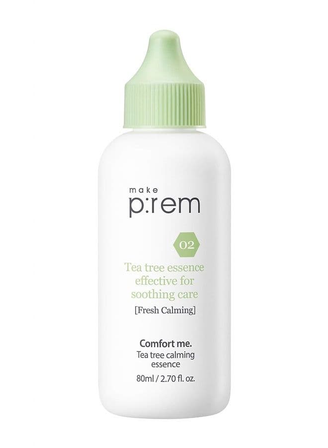 make prem Comfort me Tea Tree Calming Essence, Korean tea tree serum effective for soothing care, 86% tea tree extract calming your skin instantly, 5 layered hyaluronic acid hydrates the skin, 80ml, 2