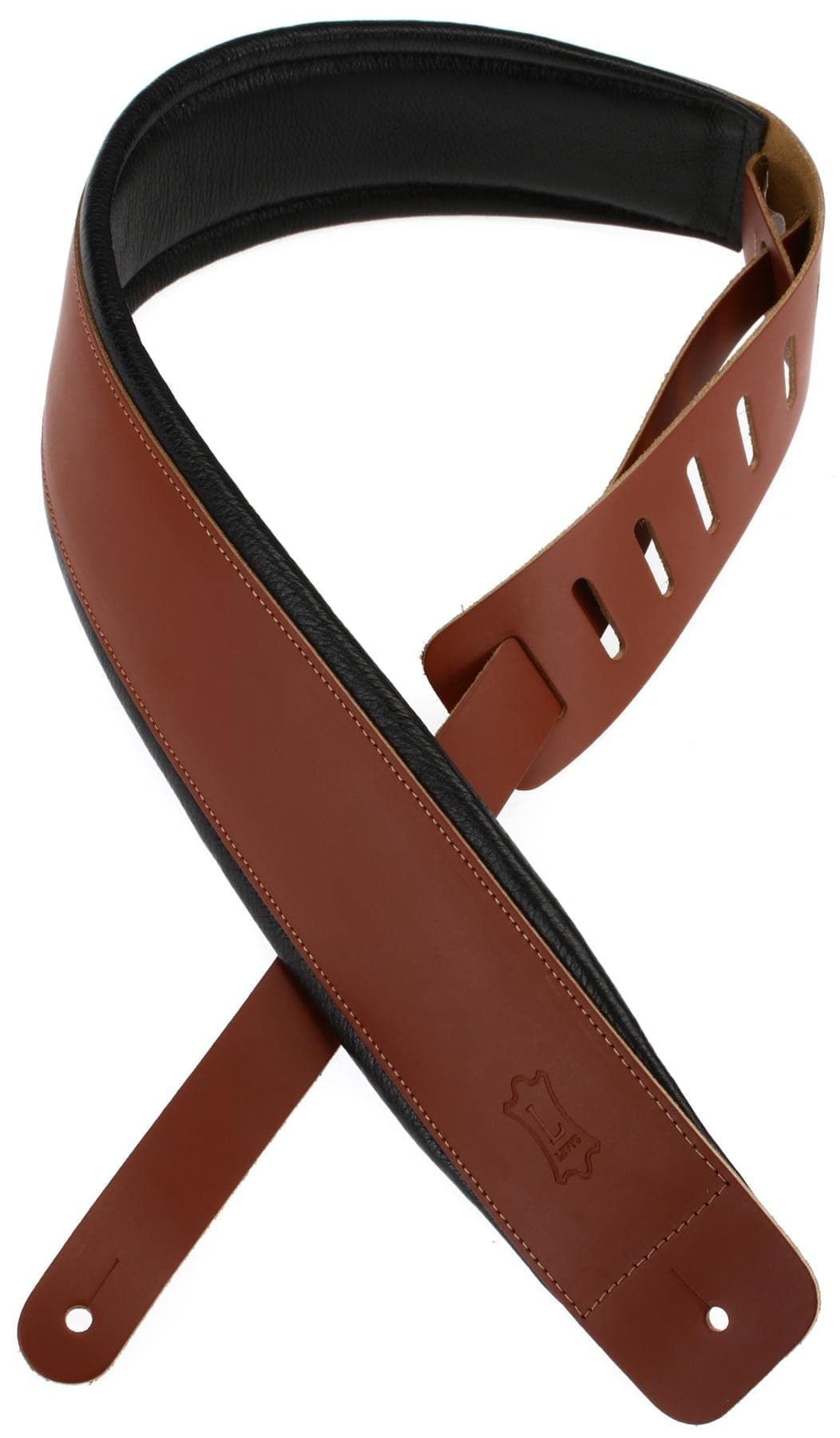 Levy's Leathers 3" Leather Guitar Strap with Foam Padding and Garment Leather Backing; Walnut (DM1PD-WAL)