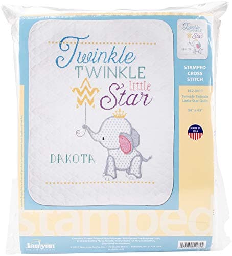 Twinkle Twinkle Little Star Stamped Cross Stitch Baby Quilt Kit