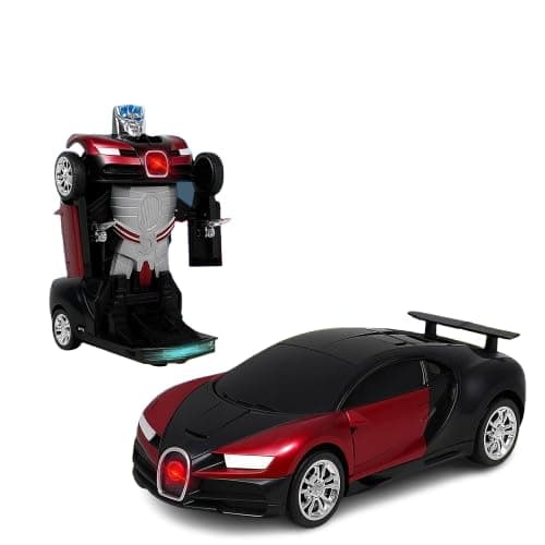 Toyshine Robot to Car Deformation Musical Toy, Battery Operated Robot with Realistic Sound, Red