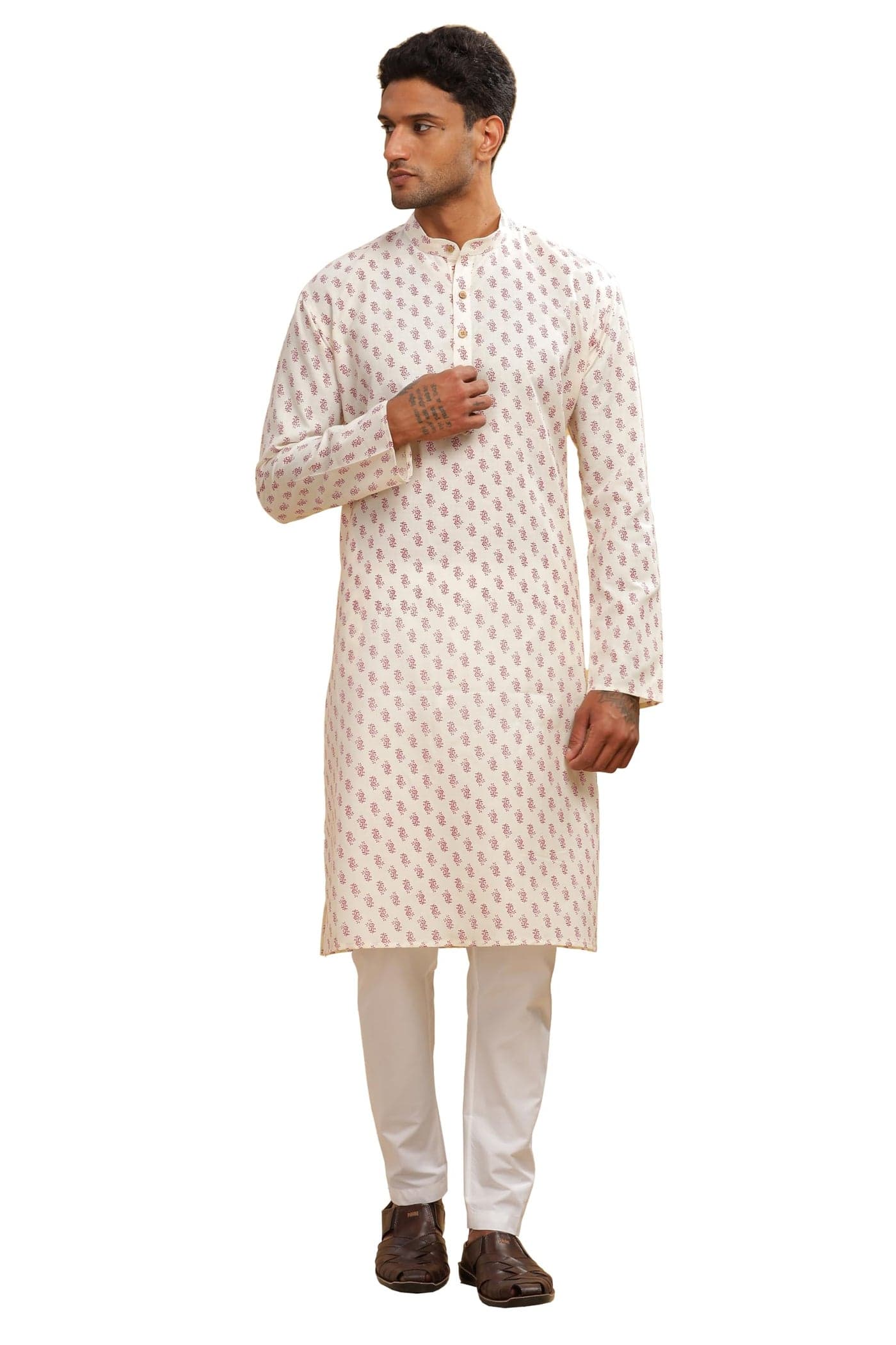 BE ACTIVE Men's Cotton Regular Kurta (C-399-3_White