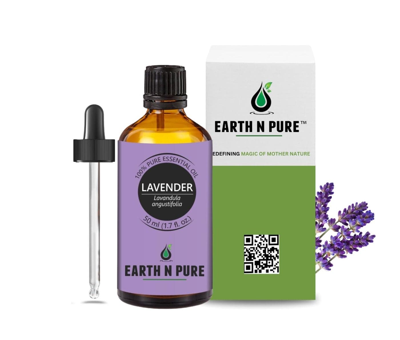 Earth N Pure Lavender Essential Oil Sleep & Relaxation | GC/MS Tested | Rich in Linalool & Linalyl Acetate for Diffuser, Skin & Hair - 50ml