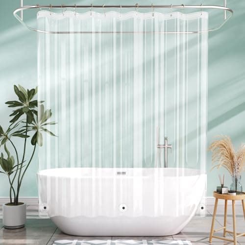 AmazerBath Camper Shower Curtain Liner, 72x65 Clear Shower Curtain Liner, Waterproof Plastic Shower Liner, Lightweight PEVA Shower Curtain for Bathroom with 3 Magnets and 12 Rustproof Metal Grommets