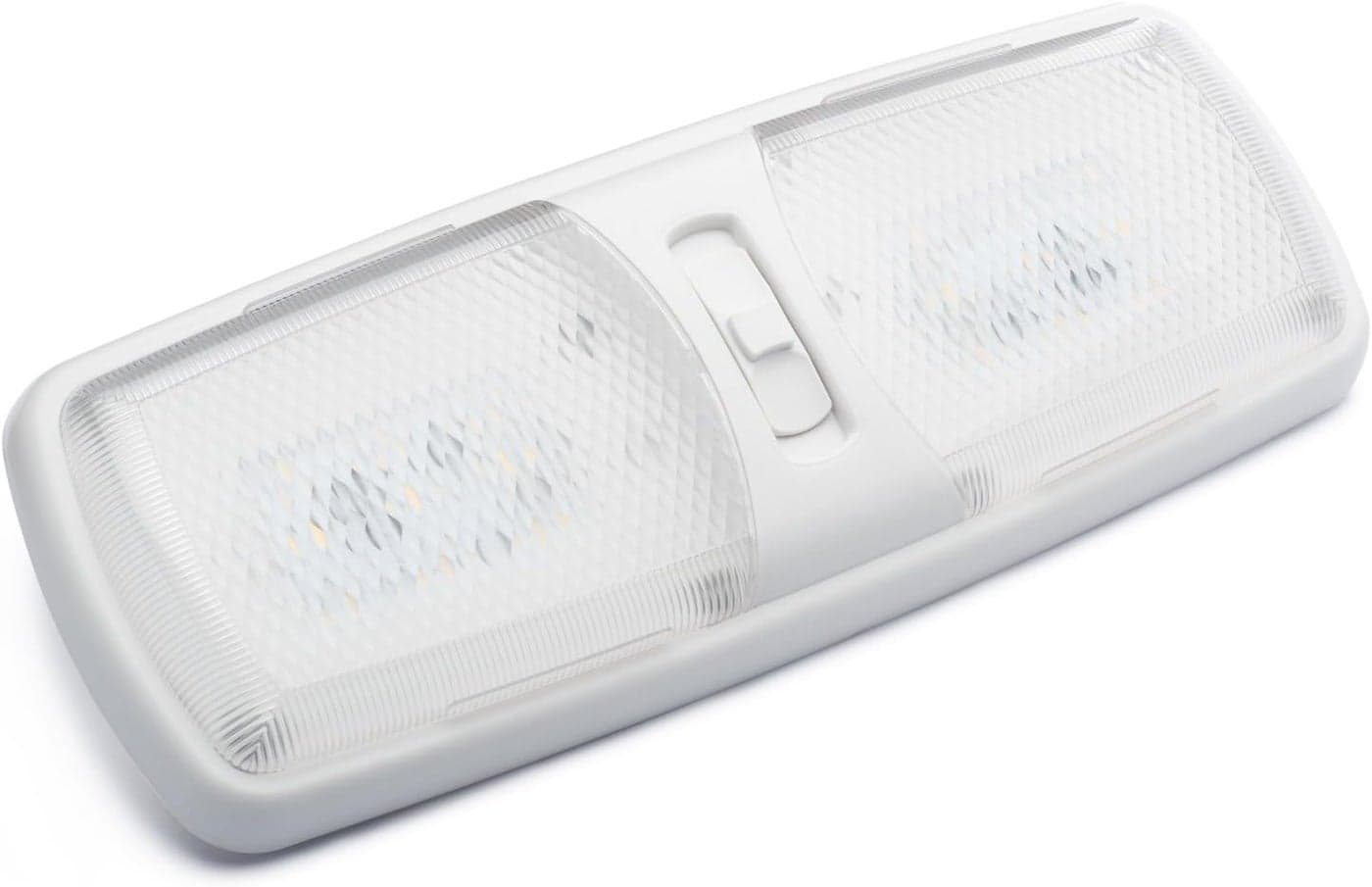 Lumitronics Designer Double LED RV Dome Light with 3-Way Switch and Removable Lenses