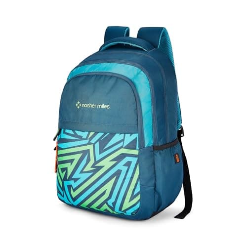 Nasher Miles Physics 4 Compartment Laptop Backpack 31 Liters Polyester with Raincover| Front Organiser Ideal for College, School Bags for Boys & Girls (Dark Green)