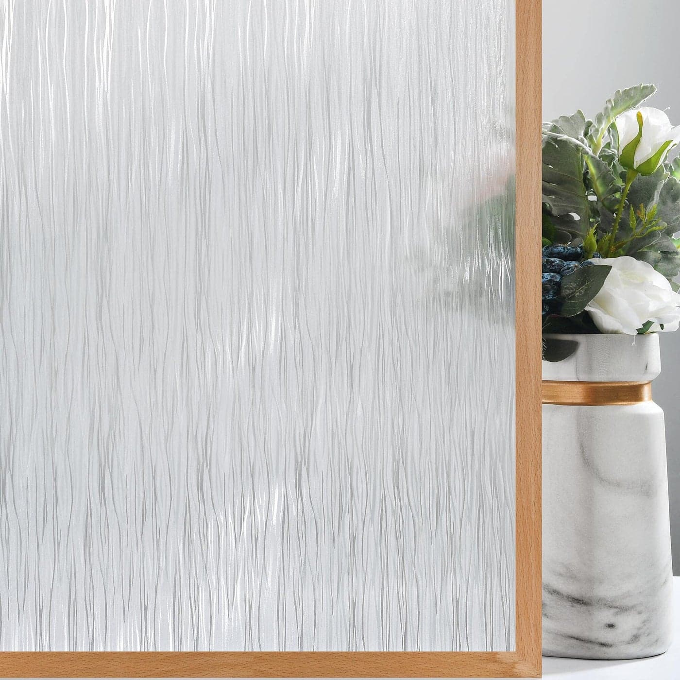VELIMAX Frosted Window Privacy Film Non Adhesive Window Cling Removable Glass Covering Clear Water Opaque Window Film for Home Anti UV 236x787 inches
