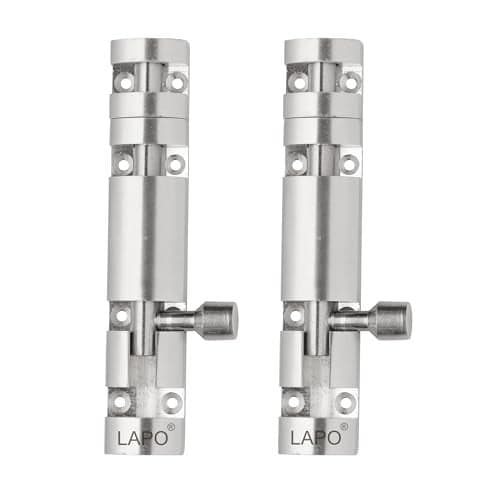 LAPO 4 Pack Premium Aluminum Tower Bolt 4 Inch, Tower Bolt for Main Door and Bathroom, Kundi Door Latch for Bedroom, Chitakni, Tower Bolt for Home,Offices Doors,Windows (Matt Finish, Pack of 4)
