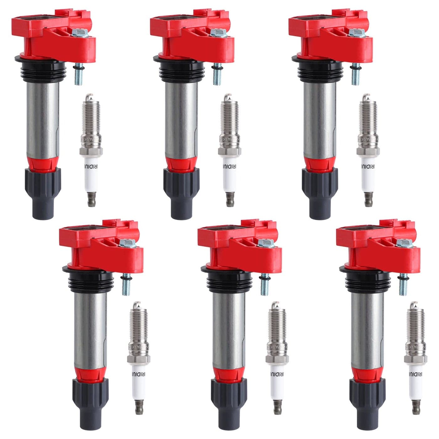 Pindex 6 Pack Ignition Coils and Iridium Spark PlugsUF569 41109 Coil Pack Kits Compatible with Chevy Camaro Equinox Impala Malibu Traverse Buick Cadillac GMC 30L 36L