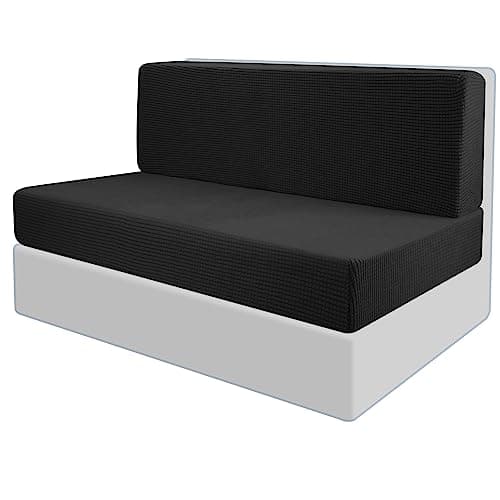 Tlswshsy RV Dinette Cushion Covers-Stretchable Loveseat Sofa Furniture Protector -Elastic Camper Cushion Slipcoversfor RV Camper Car Bench (Black)