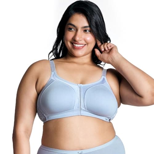 NYKD by Nykaa Women’s Full Support M-Frame Heavy Bust Everyday Cotton Bra | Non-Padded | Wireless | Full Coverage| Bra, NYB101, Light Blue, 38C, 1N