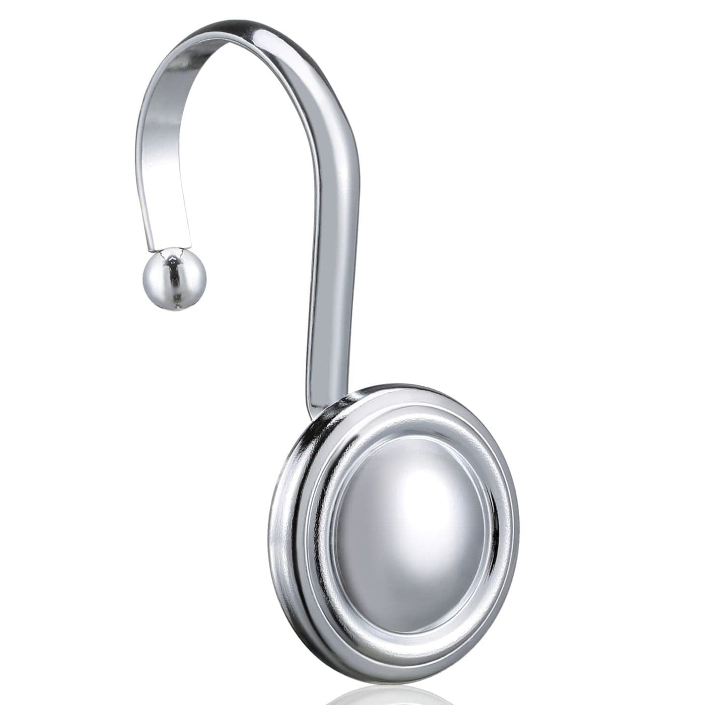 Silver Shower Curtain Hooks ZESLMG Chrome Decorative Shower Curtain Hooks for Bathroom Rust Proof Shower Curtain Rings Hangers for Shower Curtain RodSet of 12 Metal Glossy Round Design