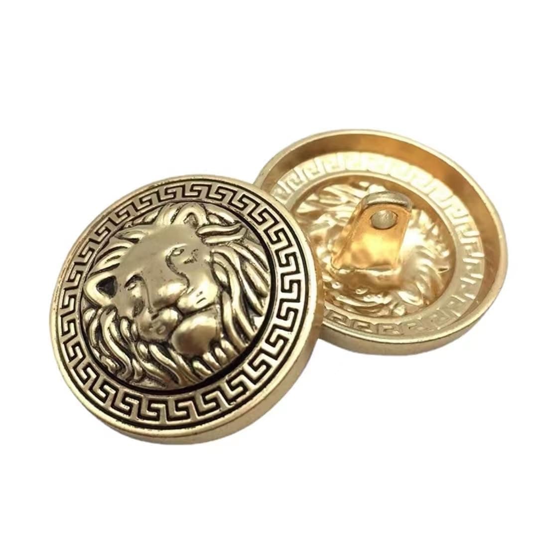 10PCS Clothes Buttons Fashion Lion Head Sewing Button Round Shaped Metal Button Set for Men Women Blazer Coat Uniform Shirt Suit and Jacket Gold 25mm