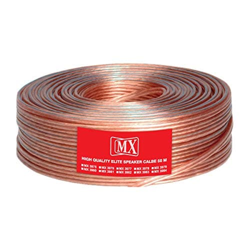 MX Speaker Cable High Performance Red & Black 50 meters Coil Premium Speaker Wires for Home Theater Systems Speakers Vehicles Car Audio Amplifiers (Transparent, 16 AWG - 50 METER (3.0 X 6.0 MM))