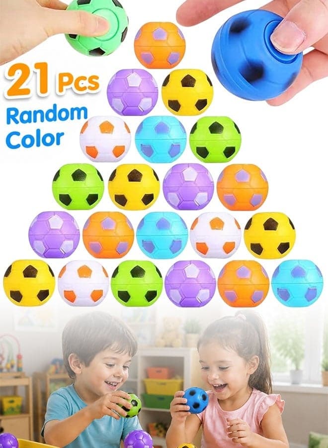 21PCS Football Fidget Spinner Balls for Kids & Adults, Mini Stress Relief Sensory Toys, Finger Spin Party Favor Set