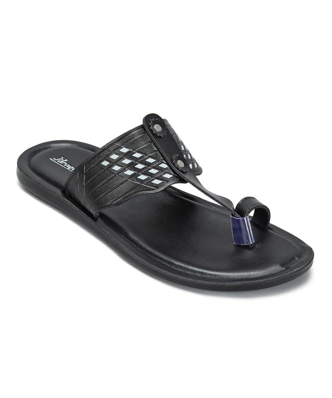 PARAGON Men's Slip On Black Sandals | Trendy Casual Slip-on Sandals with Cushioned Footbed, and Durable Construction | Perfect for Everyday Casual Wear(UK: 7)