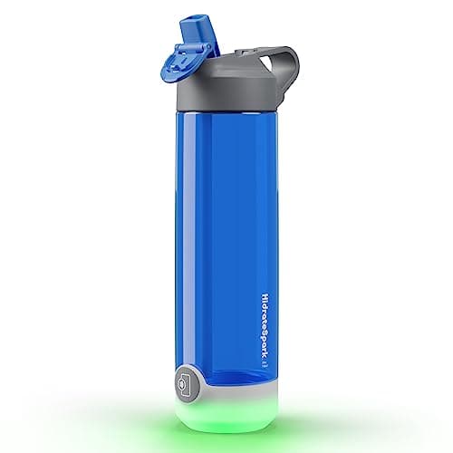 HidrateSpark TAP Smart Water Bottle, Tritan Plastic, Tap to Track Water Intake & Glows to Remind You to Stay Hydrated - Straw - Royal Blue - 24 Oz…