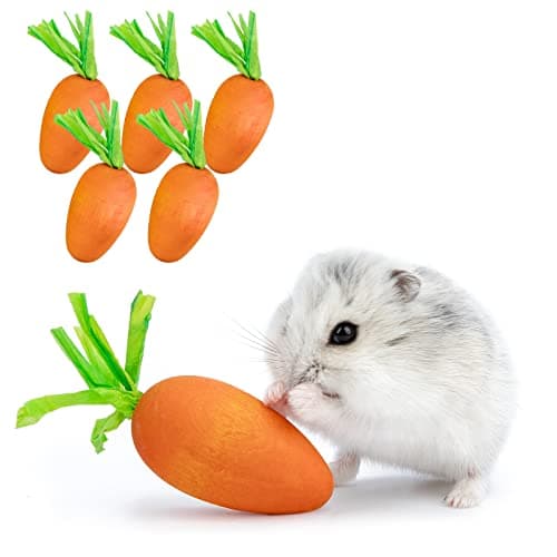 Niteangel Hamster Chew Decor Toys for Syrian Dwarf Hamsters Gerbils Mice Lemming Degu or Other SmallSized Pets CarrotShape Pack of 6