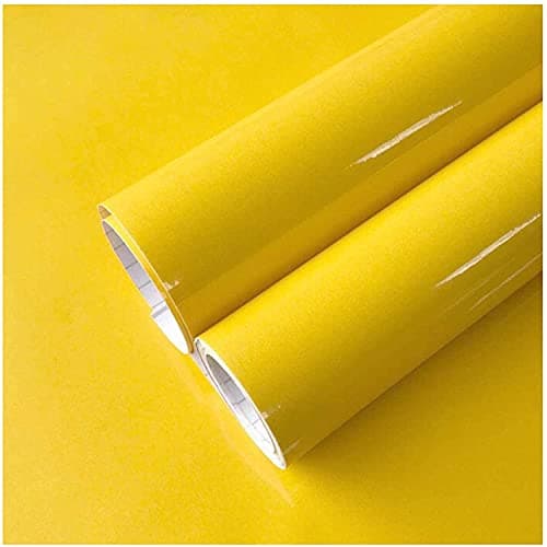 HOME13™ Glossy Wallpaper Peel & Stick Contact Paper Decorative Self Adhesive Vinyl Wallpaper for Kitchen Cabinet Furniture Countertop Waterproof (24inches by 48inches, Yellow Glossy Wallpaper)