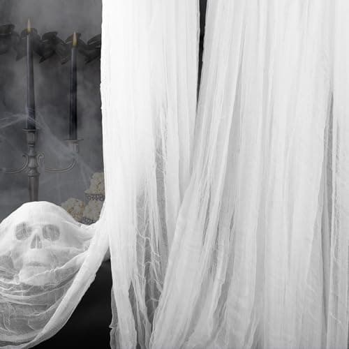 Vellibring 400" x 85" Halloween Creepy Cloth Decoration, Large White Spooky Fabric Cloth Scary Gauze Cheesecloth for Haunted House Halloween Party Yard Wall Indoor Outdoor Decor