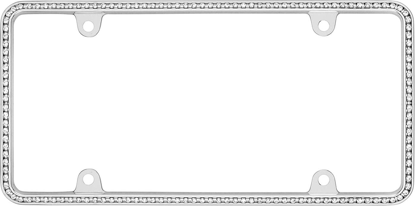 Cruiser Accessories 18130 Diamondesque License Plate Frame, Chrome/Clear