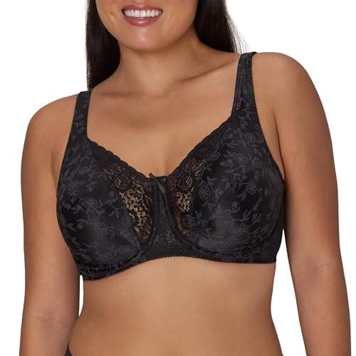Playtex womens Secrets Love My Curves Signature Floral Underwire Full Coverage Us4422 bras, Real Black, 40DD US