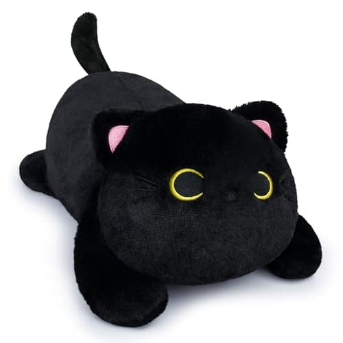 Leokawin Weighted Cat Stuffed Animal Black Cat Plush18 Inch Realistic Weighted Stuffed Animals Cat Soft Hugging Plush Pillow Toy Gifts for Kids Boys Girls